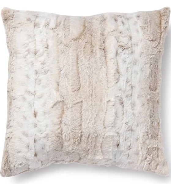 Mainstays Faux Snow Leopard Fur Decorative Square Pillow