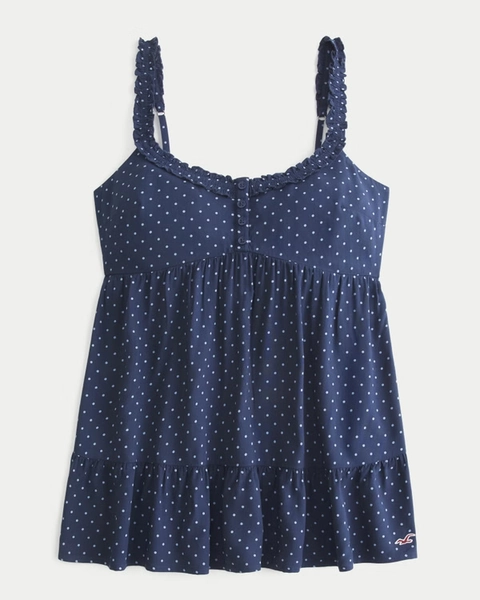 Ruffle Trim Tunic Babydoll Top