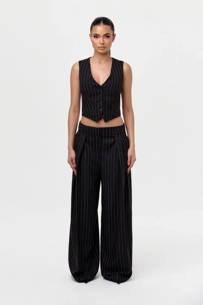 Pinstripe Suited Wide-Leg Pant
 – Naked Wardrobe