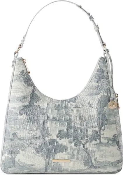 Tabitha Croc Embossed Leather Shoulder Bag