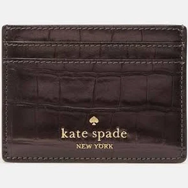 Kate Spade Madison Croc Embossed Silver Card Holder