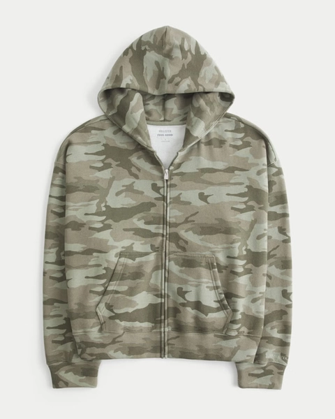 Hollister Feel Good Easy Camo Zip-Up Hoodie