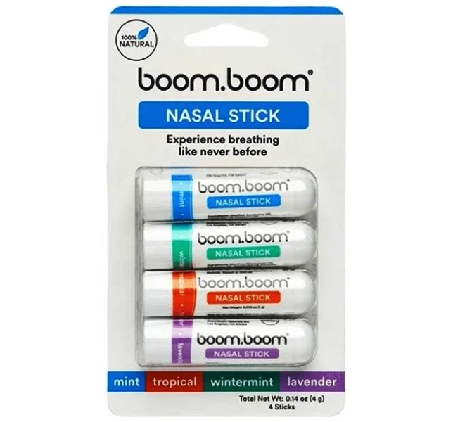 Boom Boom Nasal Stick (4 Pack) Enhances Breathing + Boosts Focus
