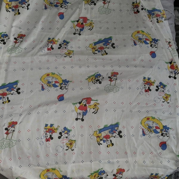 Vintage 1980s Baby Mickey And Minnie MOUSE fitted Crib Sheet PLUTO
