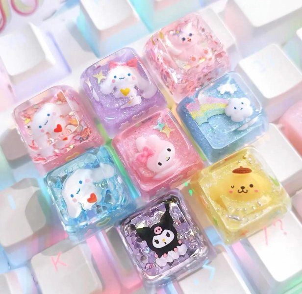 Sanrio kuromi,cinnamoroll, melody keybroad cap, keycap, handmade resin 12mm height, 1U