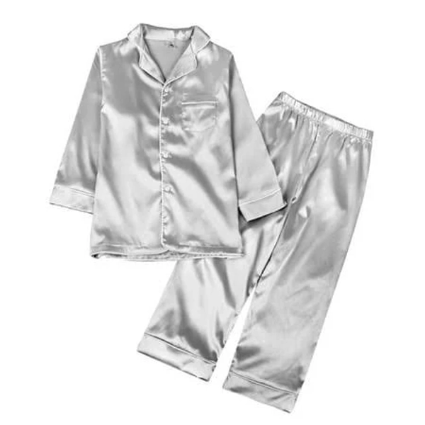 Satin Silk Long Sleeve Button-Down Pajama Set