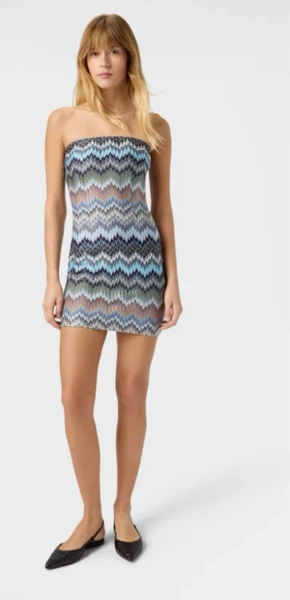 Viscose Chevron Snake-Pattern Mini Dress