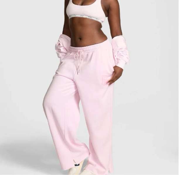 (Pink Tulip Spring) Campus Fleece™ Wide-Leg Split-Hem Sweatpants