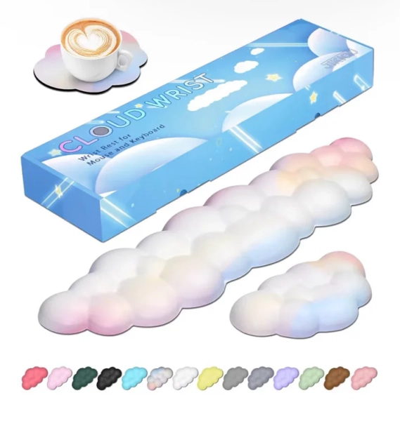 JIKIOU Upgrade Leather Cloud Keyboard Wrist Rest, Cloud Wrist Rest with Non-Slip PU Base, Comfortable Memory Foam Wrist Rest for Computer Laptop Mac Gaming Office and Pain Relief Christmas Wish Gift: Mouse Pads: Amazon.com.au