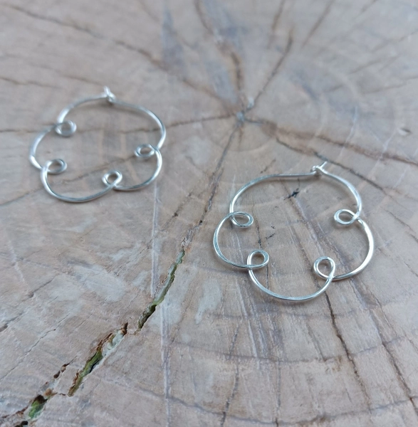 Earrings... "In the Clouds" Sterling silver handmade and hammered hoops