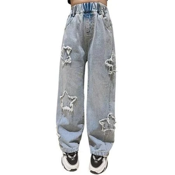 Girls High-Waisted Leg Baggy Denim Jeans
