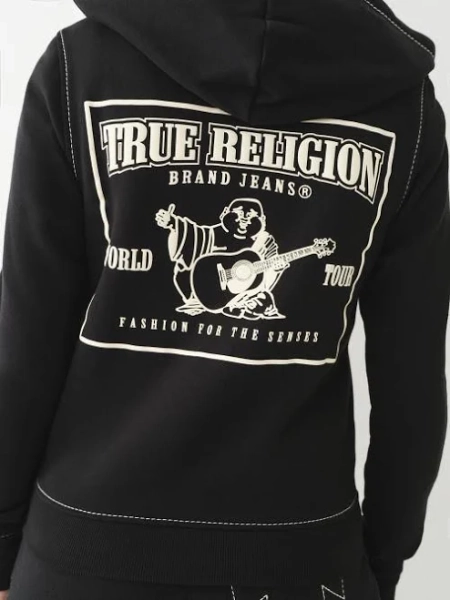 True Religion Women's Big T Stitch Logo Zip Hoodie