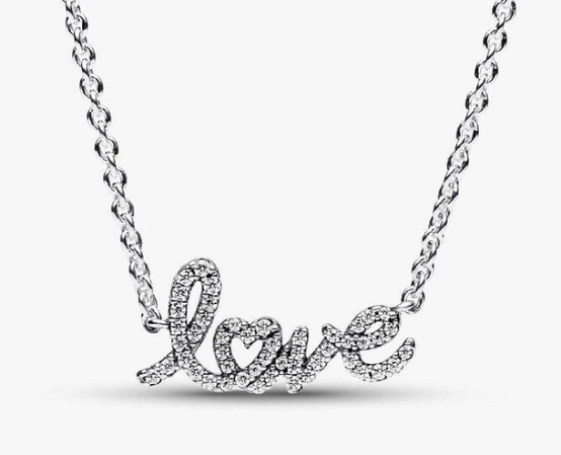 Sparkling Handwritten Love Collier Necklace - Pandora