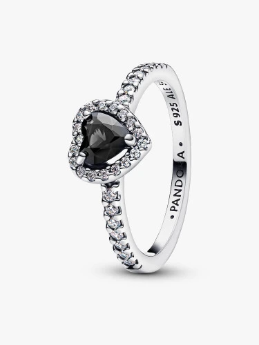 Elevated Black Heart Ring - Pandora