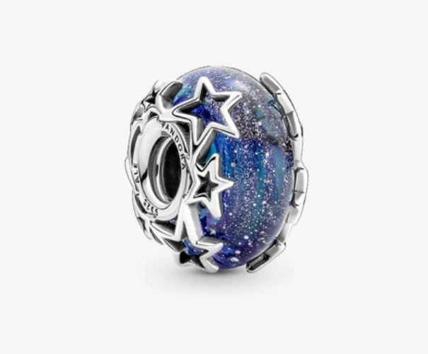 Galaxy Blue & Star Murano Charm - Pandora
