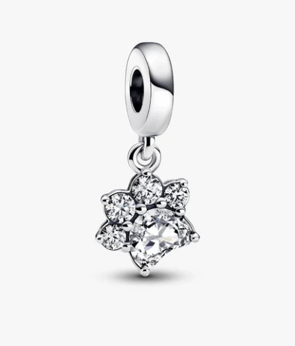 Sparkling Pet Paw Print Dangle Charm - Pandora