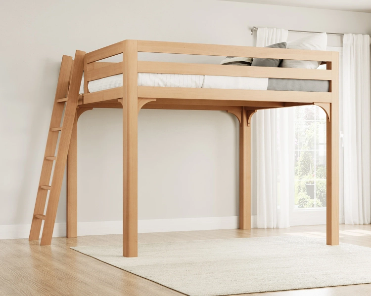 Solid Wood Loft Bed for Adults – Natural