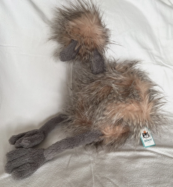 Jellycat Odette Ostrich 20" Plush Gray Pink Stuffed Animal Toy Fluffy With Tags