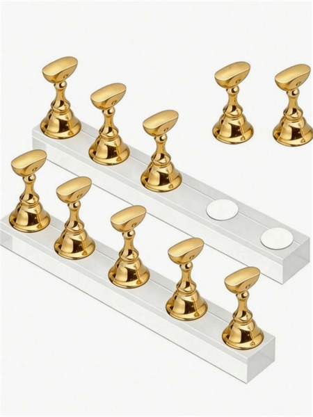 Y2K 1 Set Gold Display Stand, Embossed Nail Display Rack, Magnetic Nail Holder, Nail Art Practice, Beginner Nail Art Set Accessories, Embossed Nail Patterns, Nail Salon Equipment And Decor, Nail Art Display And Practice. Travel Essentials, Mother's Day Gift