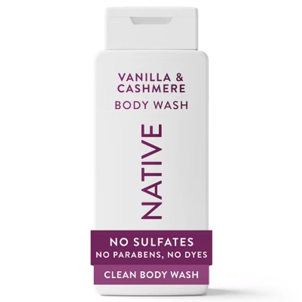 Native Body Wash - Vanilla & Cashmere - 18 fl oz: Liquid, Whole Body, Normal Skin, Paraben-Free