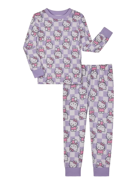 Hello Kitty Girls Snug Fit Long Sleeve Top and Sleep Pants, 2-Piece Pajama Set, Sizes 4-10
