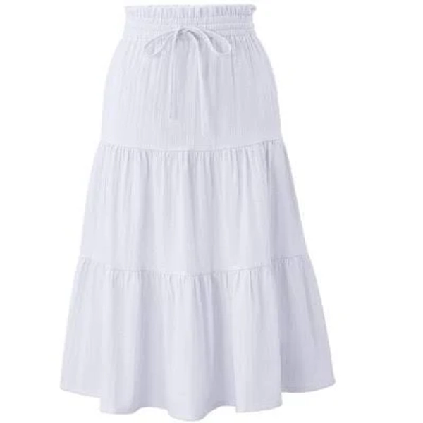 Girls Waist Tie Flowy High Waisted Maxi Tiered Skirt with Pockets