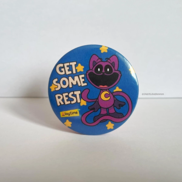 CatNap Inspired Large 58mm Button Badge | Poppy Playtime Inspired Pin | Smiling Critters | Horror game merch | Handmade Button | Bag Decor
