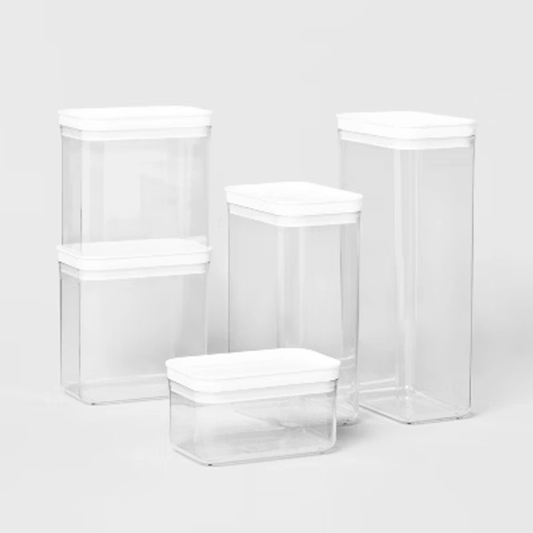 5pc Airtight Canister Set White - Brightroom™: Food Storage Containers, Stackable, Plastic, Kitchen Organization