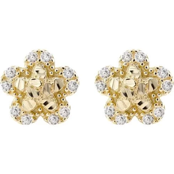 10K Gold Flower Nugget Earrings
