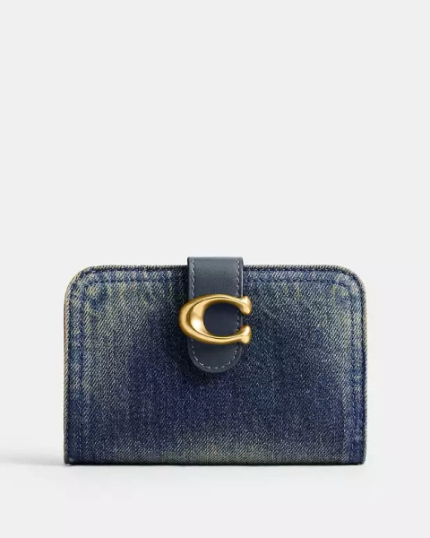 B4/Indigo foncé Portefeuille Tabby En Denim Vieilli