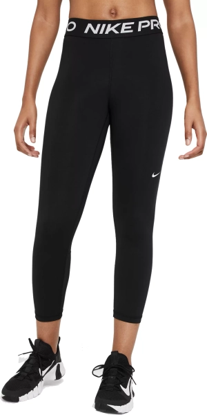 Nike Pro Women's 365 Mid-Rise Cropped Mesh Panel Leggings, Large, Black