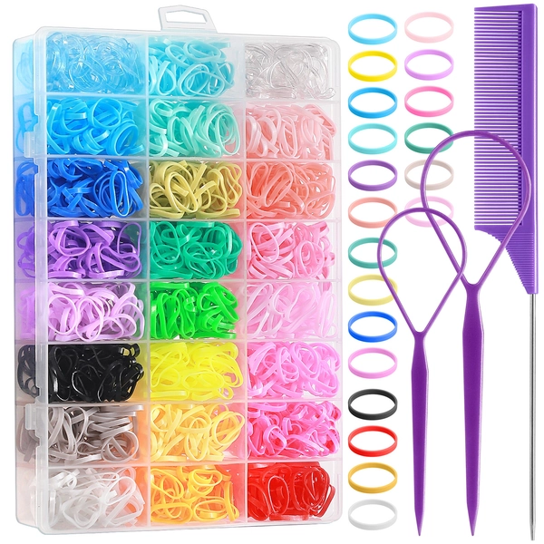 Livhil Elastic Hair Rubber Bands 24 Colors, 1500 pcs Mini Hair Ties with Organizer Box, Colorful Toddler Rubber Bands for Hair, Hair Accessories Set for Girl, Baby, Kids - Walmart.com