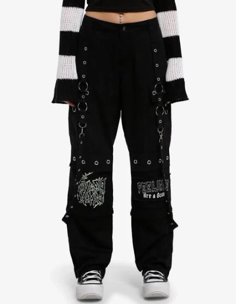 Girls Grommet Suspender Cargo Pants