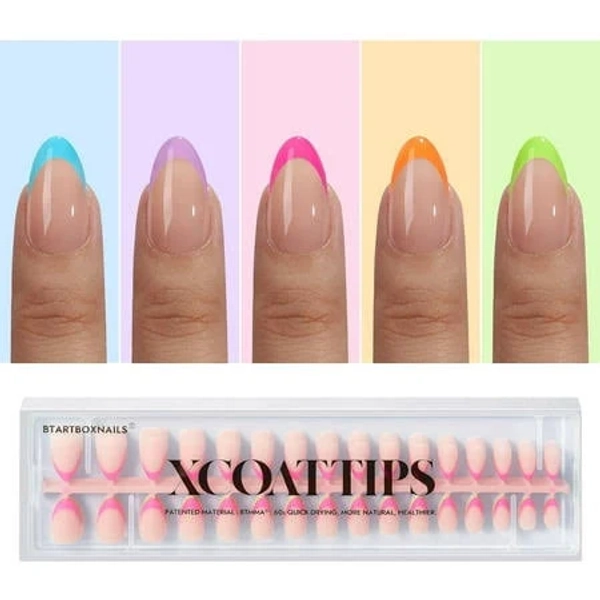 Xcoattips Colorful Lamp-Curable Extra Short Square Brighter Pastel Press on Nails