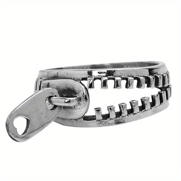 Vintage Niche Design Unisex Zipper Rings, Unique Punk Open-Finger Rings, Creative Gifts