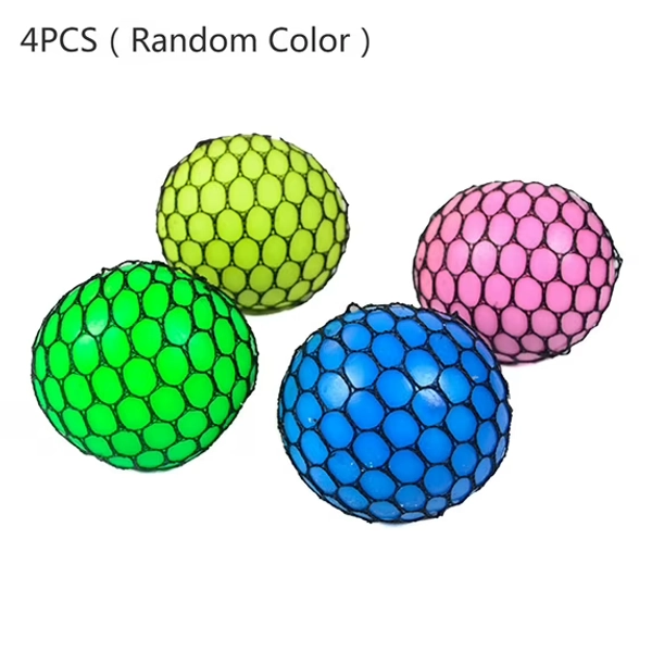 Stress Relief Balls Mesh Squishy Balls Squeeze Grape Balls with Net Random Colors for Children and Adults