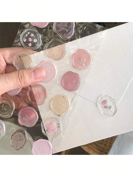 18pcs 3D Hot Foil Wax Seal Stickers, Vintage Stamp Shape, Retro Wax Seal Stamp Stickers, DIY Diary Planner Decoration Stationery Envelope Seal Labels, Suitable For DIY Scrapbooking, Card Making, Invitations, Envelope Sealing Scrapbook Supplies