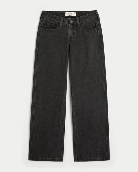Low-Rise Washed Black Baggy Jeans