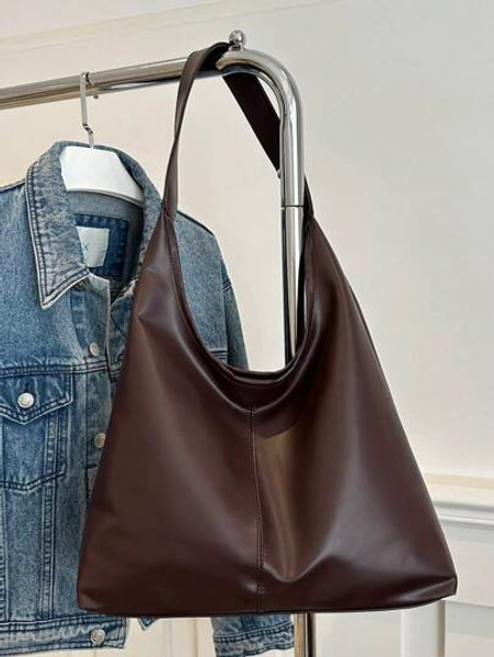 2025 New Fashion Solid Color Commuter Tote Bag, Minimalist Niche Design Underarm Bag, Stylish Large Capacity Shoulder Bag