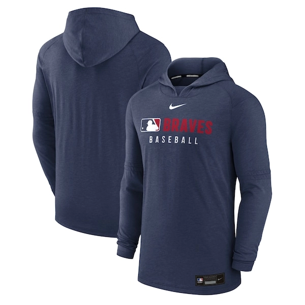  Atlanta Braves Nike Authentic Collection Tri-Blend Dri-FIT Hoodie - Heather Navy