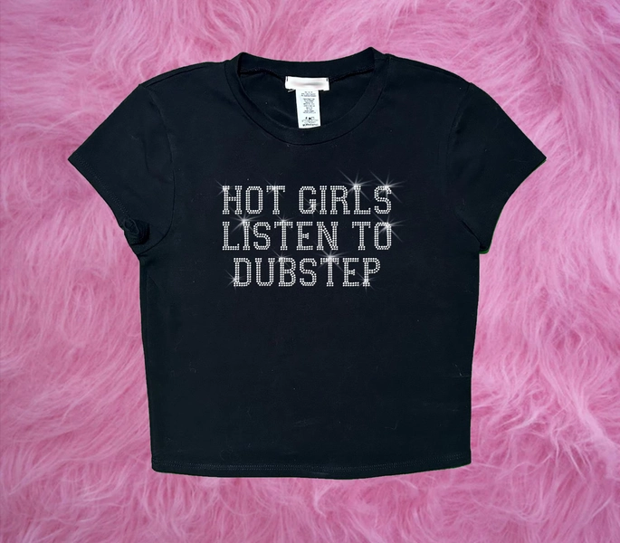 DUBSTEP Rave Rhinestone Crop top techno | Electronic Music top for concerts Hot girls listen to Dubstep