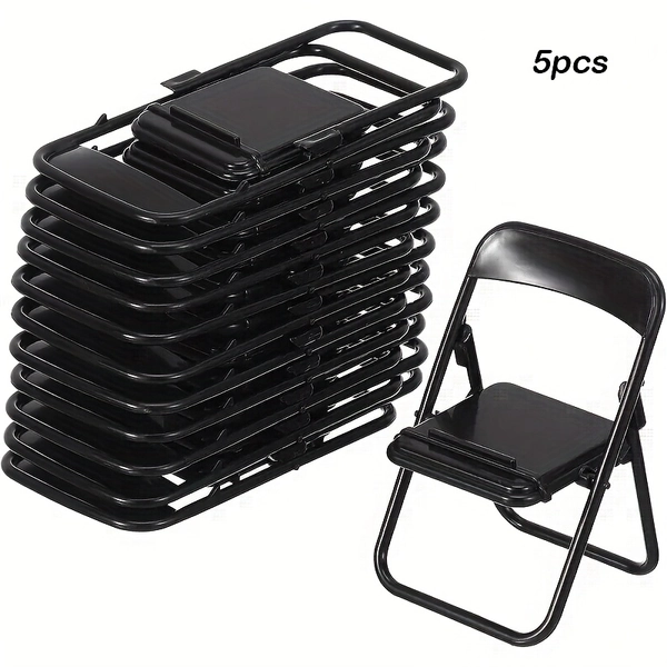 5pcs/set Mini Folding Chair Doll House Mini Stand Model Chair Desktop Phone Holder for Doll House Decoration, Miniature Furniture, Model House Setup, Smallscale Furniture, Folding Design, Realistic Dollhouse Items, Lightweight Miniatures, Desktop