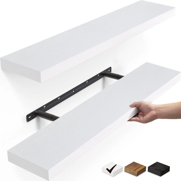 Ophanie 22.5 inch 2 Pack Wood Floating Shelves, Hanging Float Shelf for Wall Mounted Decorative Shelves, 6.7 x 23 Inch, Set of 2, White - Walmart.com