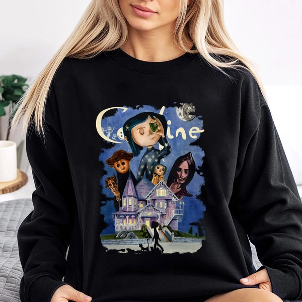 Coraline Best For Coraline Movie Sweatshirt, Vintage Halloween Movie Sweatshirt, Sweatshirt Top Womenswear Sweatshirt