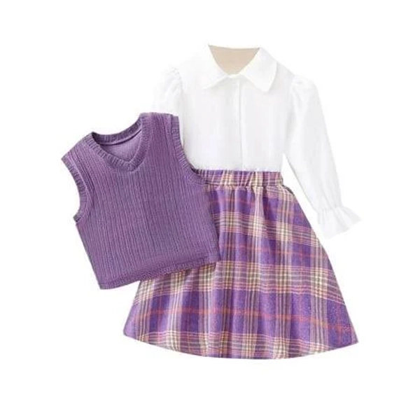 Girls' Plaid 3-Piece Skirt Set