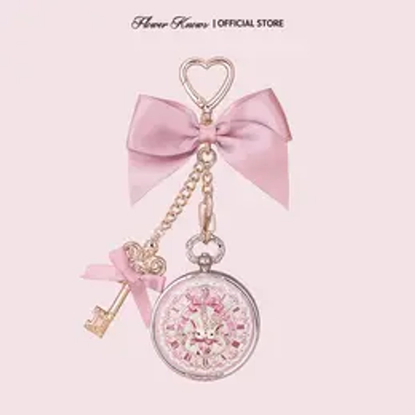 Flower Knows Bunny Garden Collection Lip Balm - Adorable Vintage Pocket Watch Compact, 75% Nourishing Oil, Infused 8 Free Formula, Dual Layer Moisture Lock