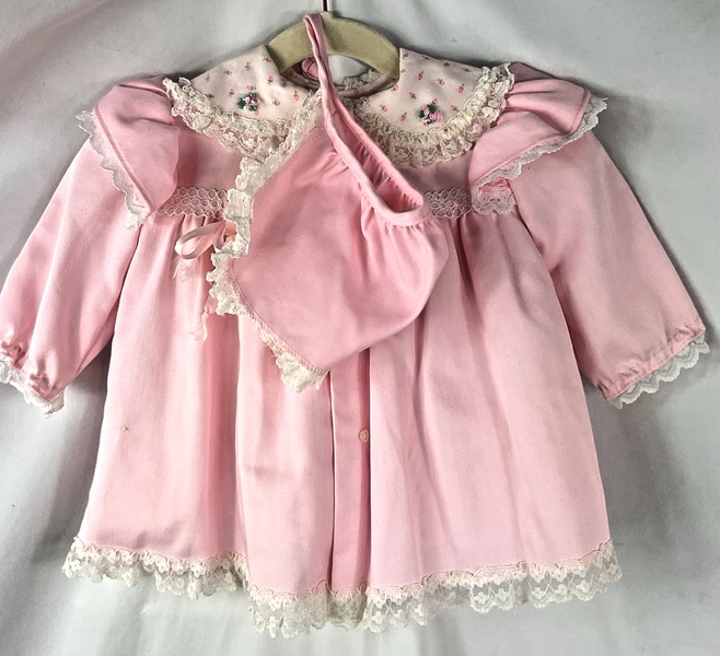 Retro 1980s Winnie the Pooh Disney Dress Baby Small Pink 14-19 lbs Long Sleeve