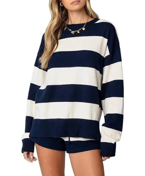 Edikted Women's Riley Oversized Striped Cotton Sweater