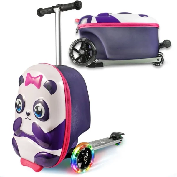 Kiddietotes Panda Durable Carry On Luggage Scooter for Kids