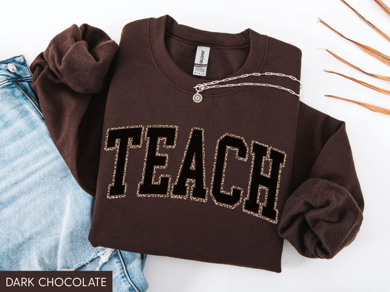 Leopard Teacher Sweatshirt, Teach Sweatshirt, Trendy Teacher Shirts, Cute Teacher Gift, Teacher Sweater, New Teacher Gift